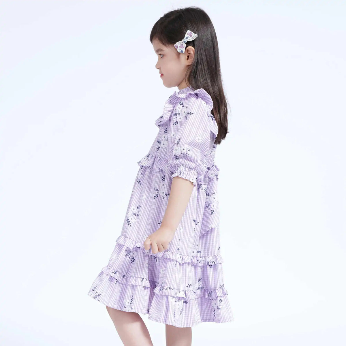 Floral Casual Dress For Girls 130 | 7-8Y Purple Flower Image