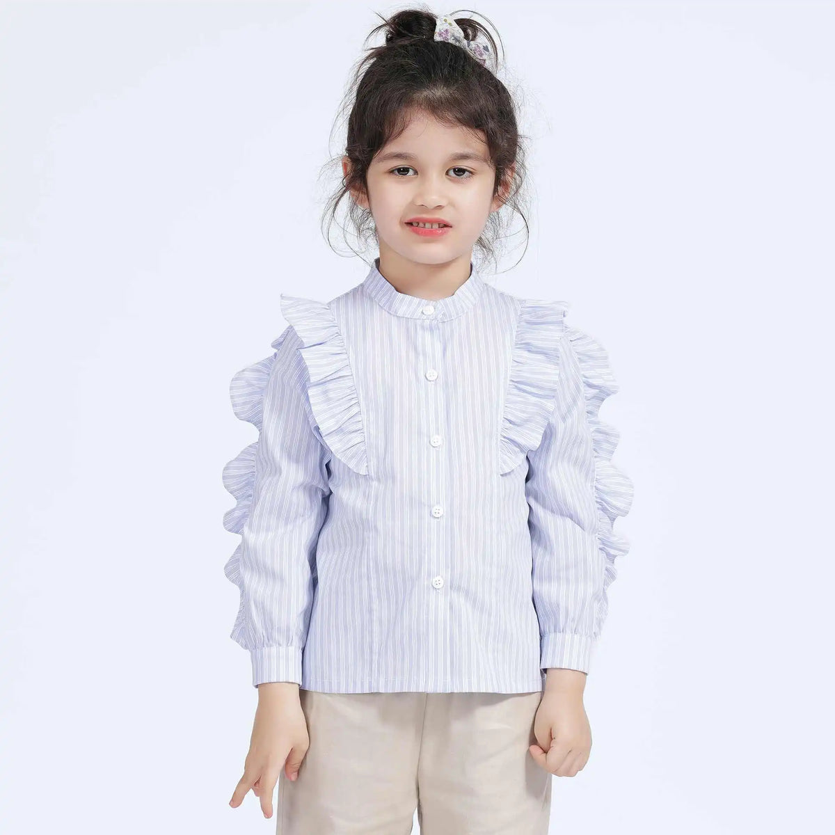 Striped Casual Shirt For Girls 100 | 3Y Blue Stripes Image