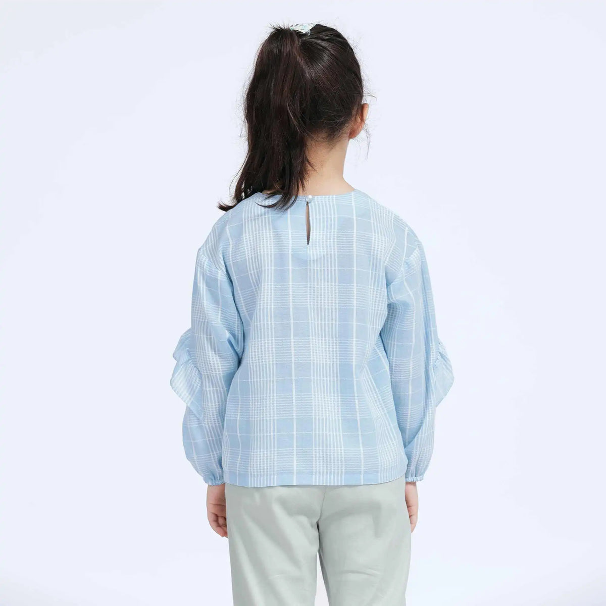 Checked Casual Blouse For Girls 110 | 4-5Y Blue Checks Image