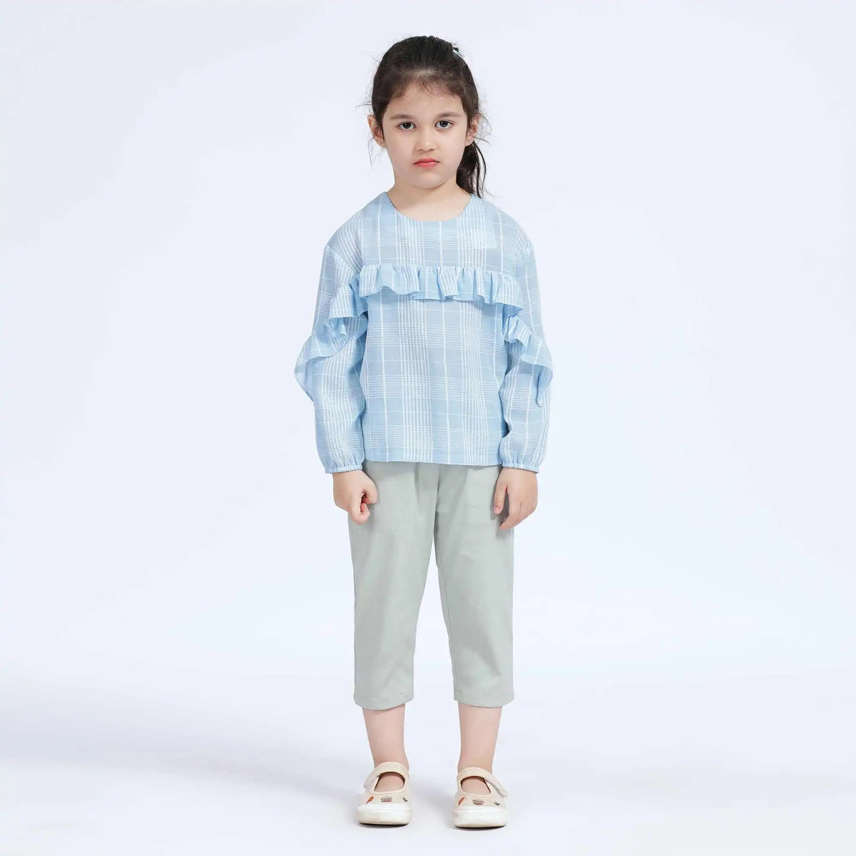 Checked Casual Blouse For Girls 120 | 5-6Y Blue Checks Image