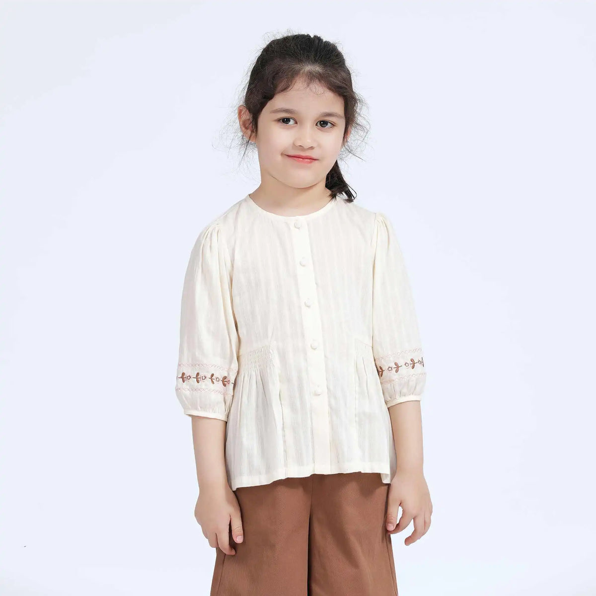 Floral Casual Shirt For Girls 100 | 3Y Off White Image