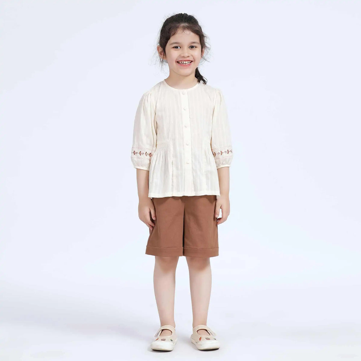 Floral Casual Shirt For Girls 120 | 5-6Y Off White Image