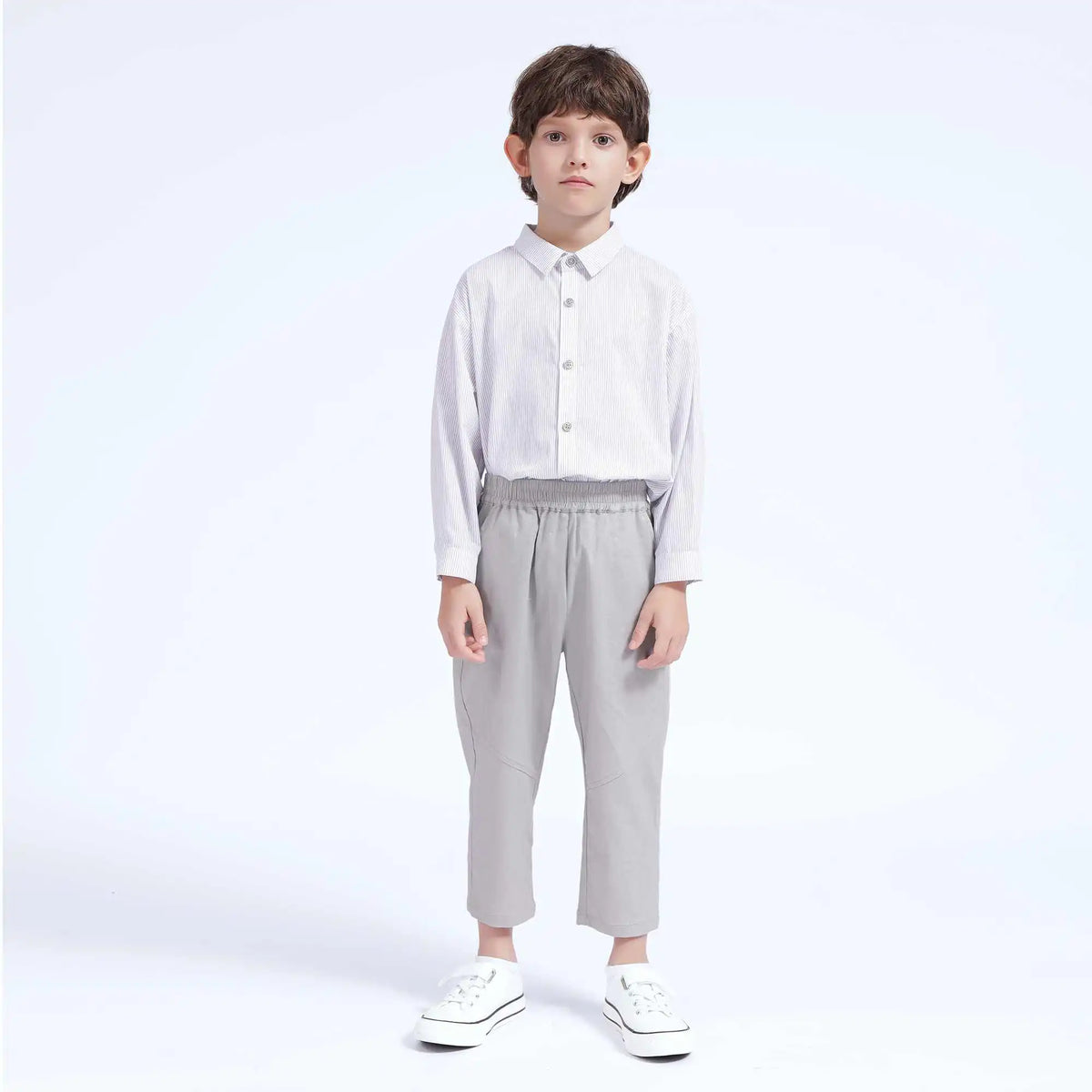 Striped Casual Shirt For Boys 120 | 5-6Y Gray Stripes Image