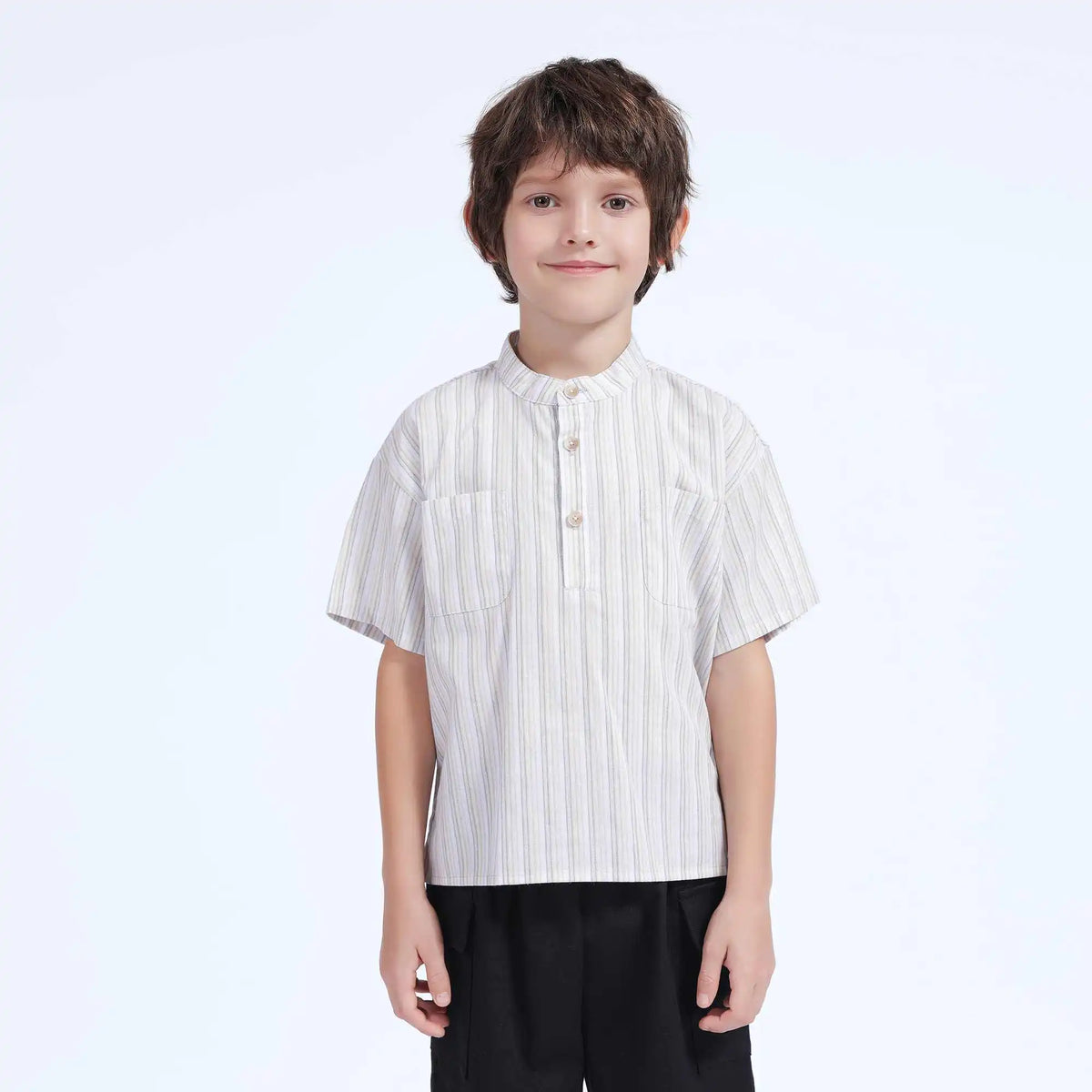 Striped Casual Blouse For Boys 100 | 3Y Light Beige Stripes Image