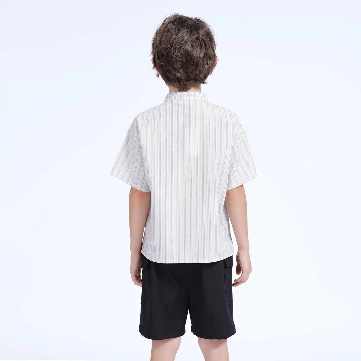 Striped Casual Blouse For Boys 110 | 4-5Y Light Beige Stripes Image