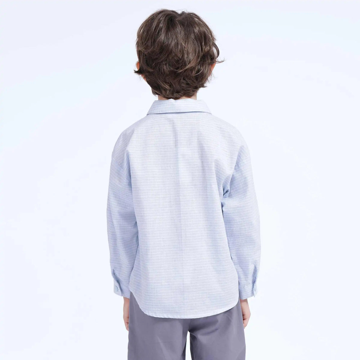 Striped Casual Shirt For Boys 110 | 4-5Y Gray Blue Checks Image