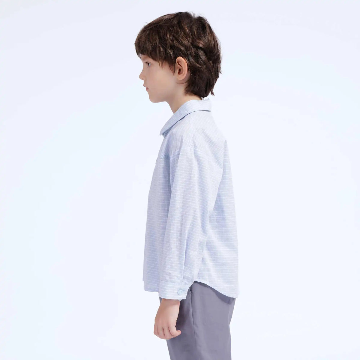 Striped Casual Shirt For Boys 120 | 5-6Y Gray Blue Checks Image