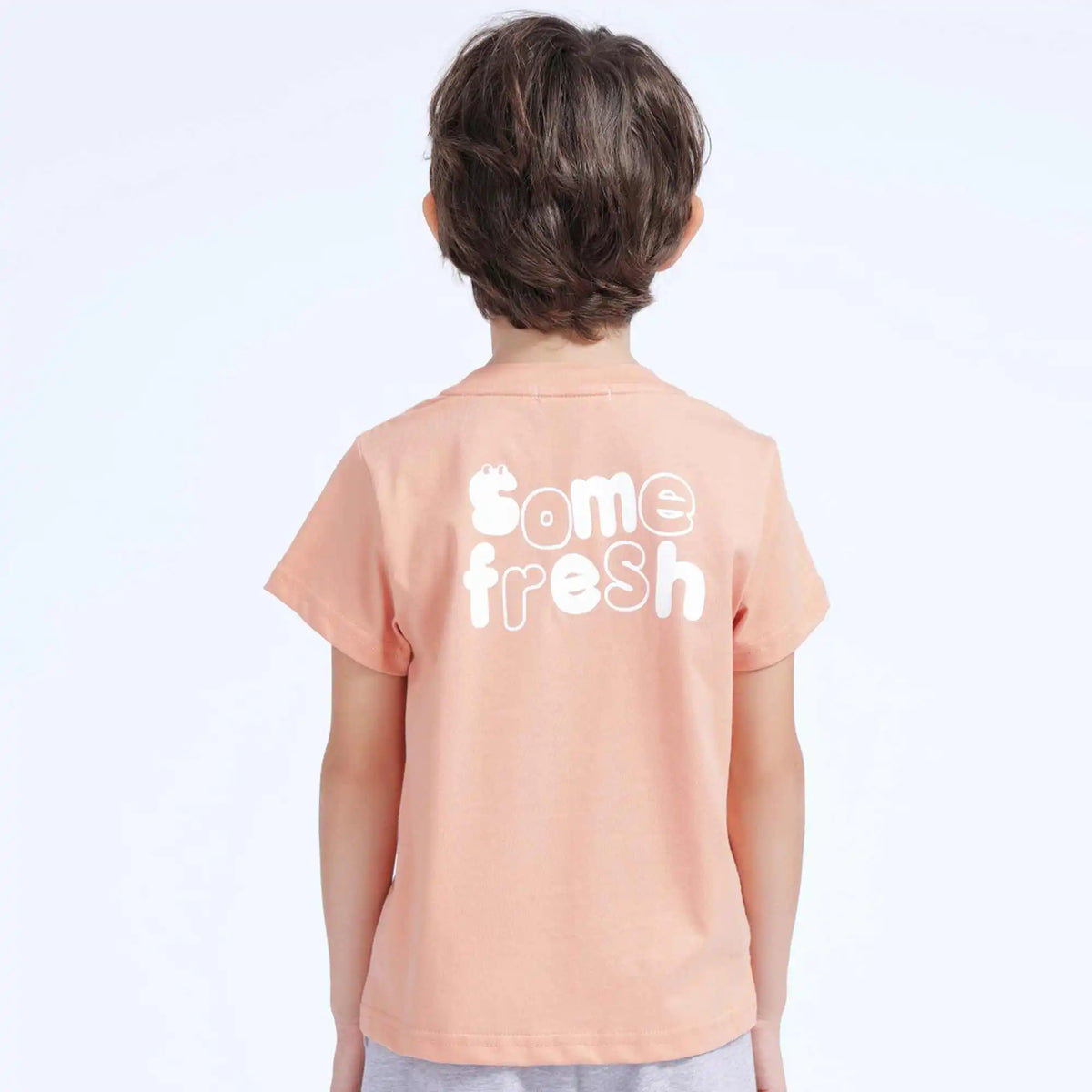 Printed Casual T.Shirt For Boys 110 | 4-5Y Light Orange Image