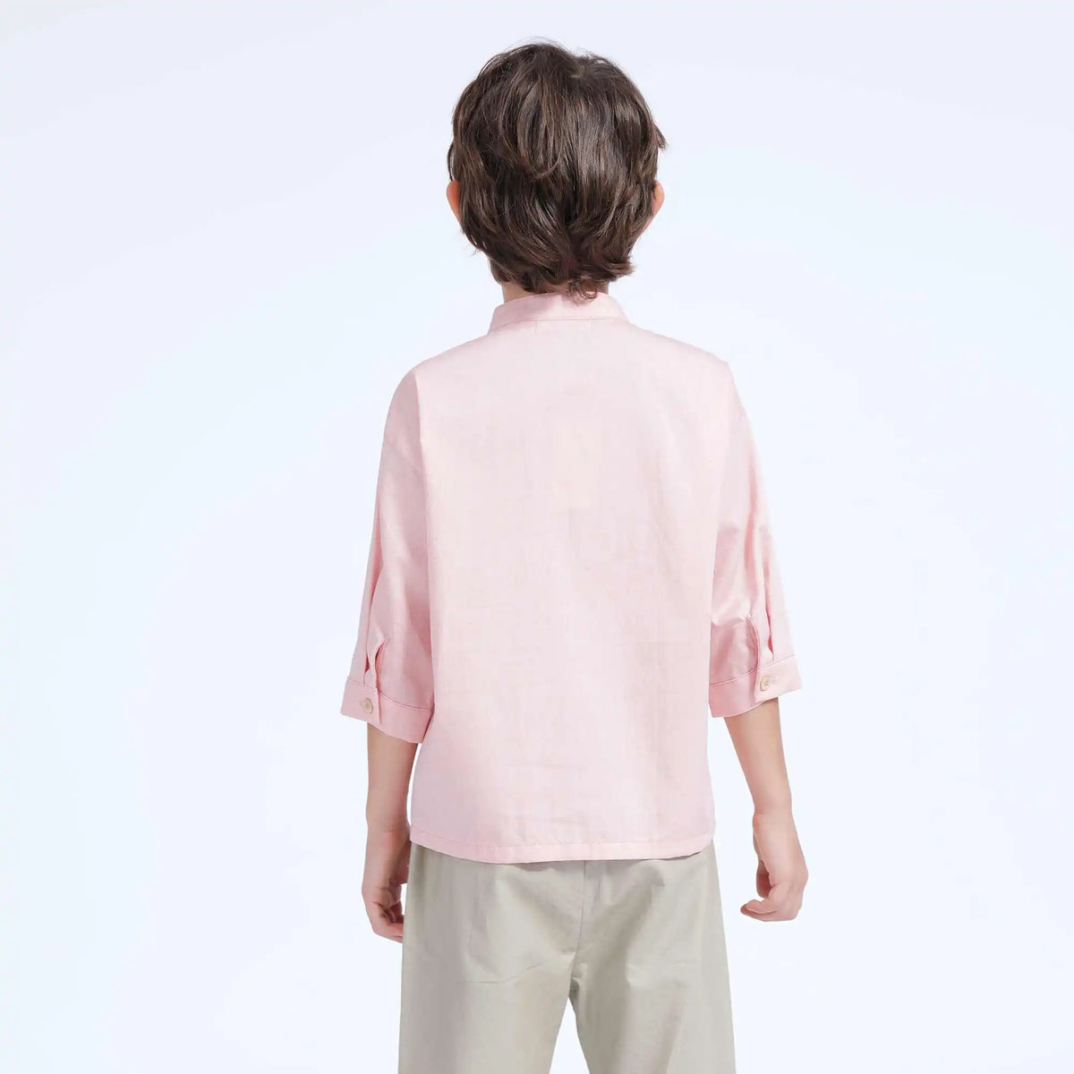 Plain Casual Blouse For Boys 110 | 4-5Y Light Orange Image