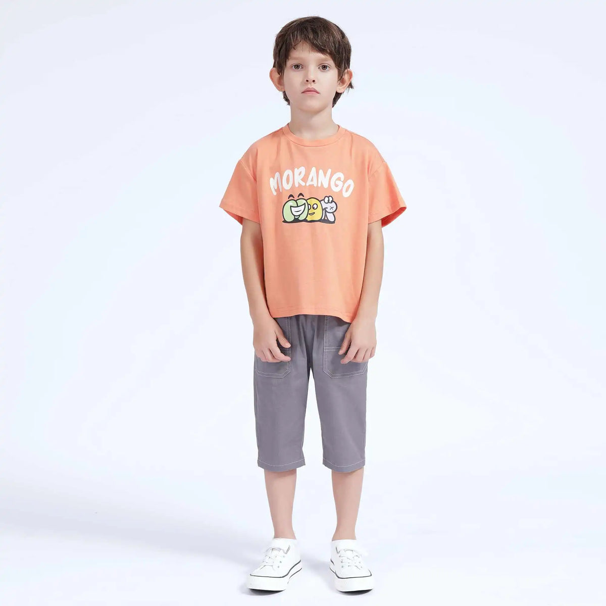 Printed Casual T.Shirt For Boys 120 | 5-6Y Light Orange Image