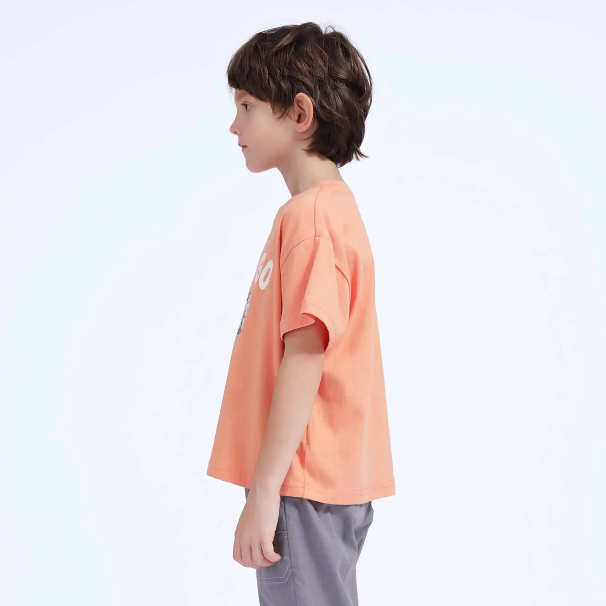 Printed Casual T.Shirt For Boys 130 | 7-8Y Light Orange Image