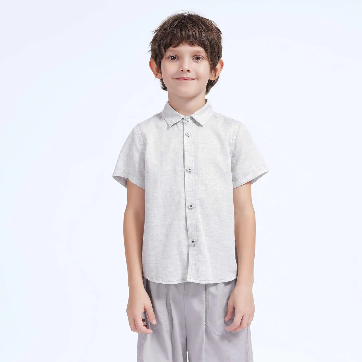 Solid Casual Shirt For Boys 100 | 3Y Light Gray Image