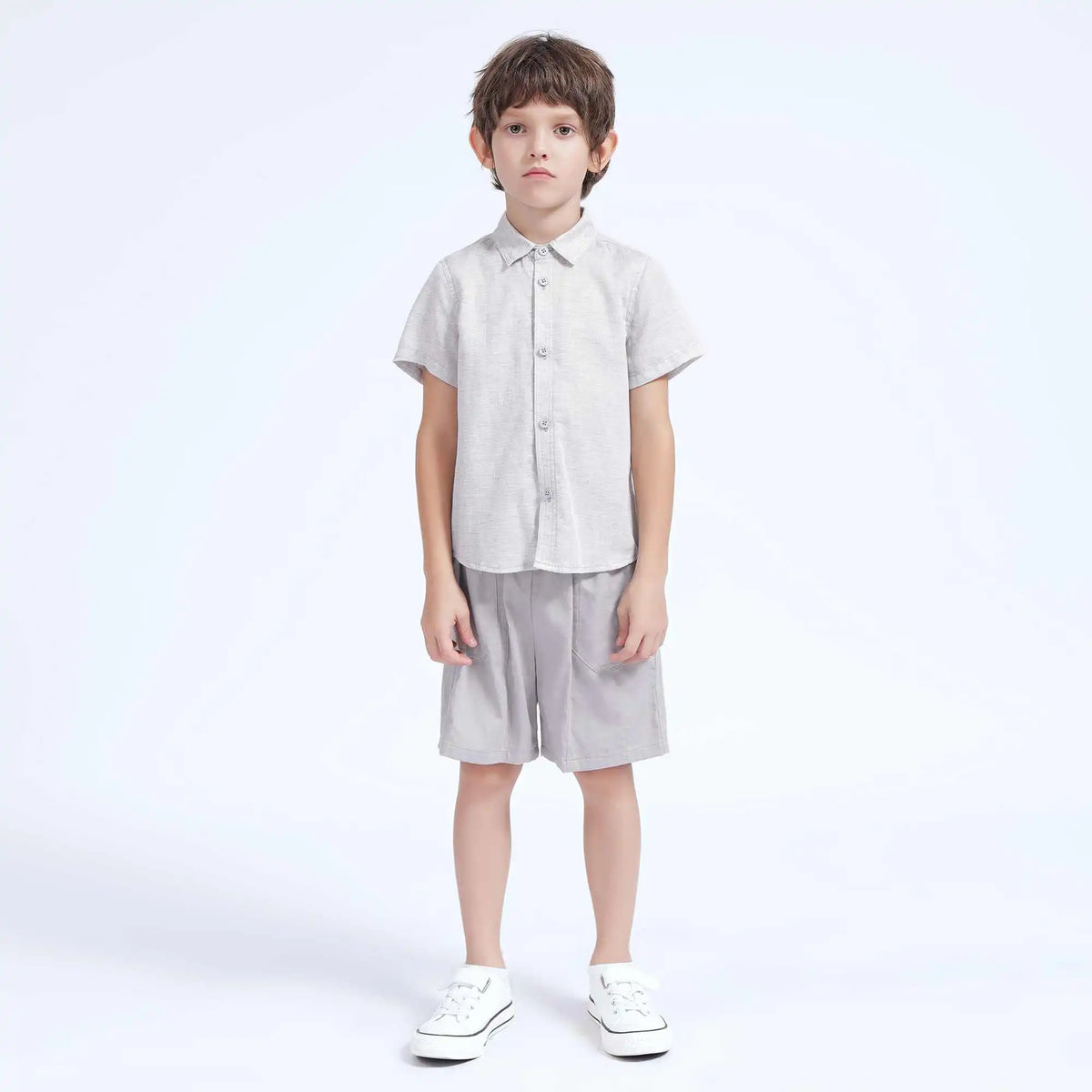 Solid Casual Shirt For Boys 120 | 5-6Y Light Gray Image