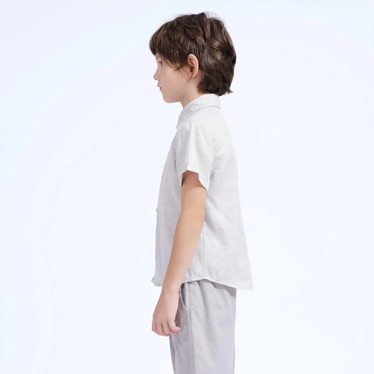 Solid Casual Shirt For Boys 130 | 7-8Y Light Gray Image