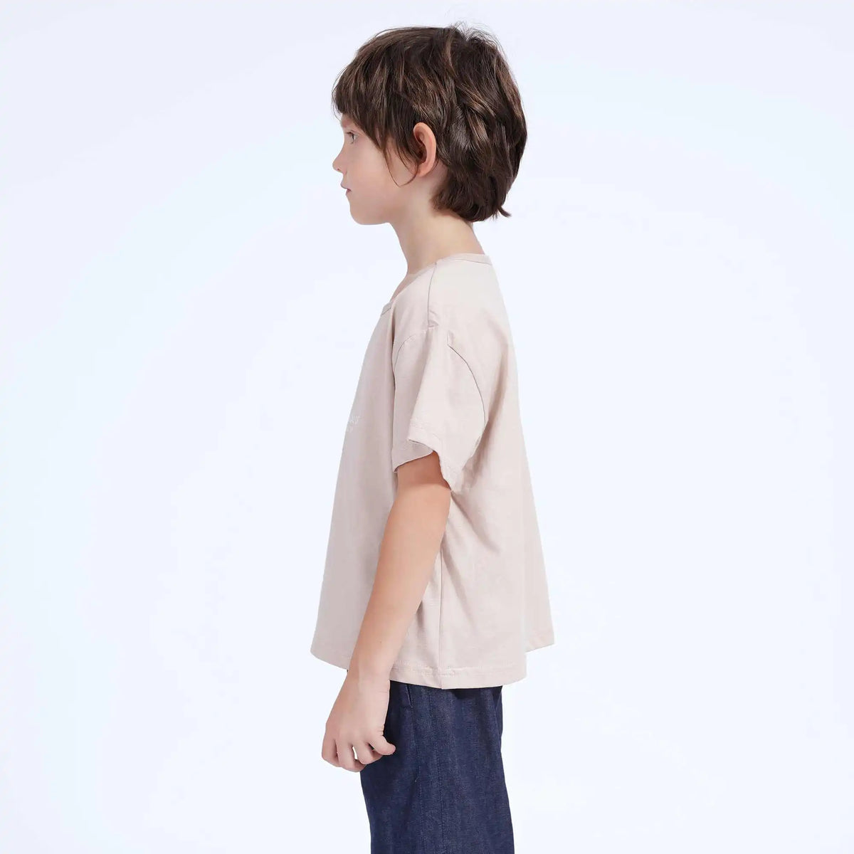 Printed Casual T.Shirt For Boys 130 | 7-8Y Beige Image