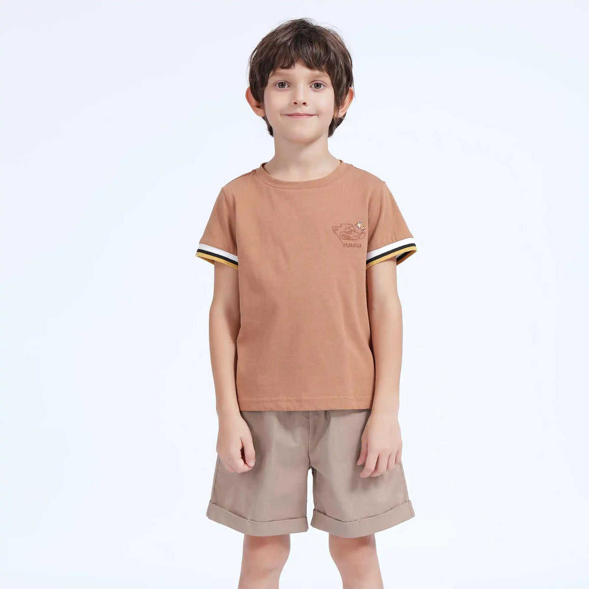 Embroidery Casual T.Shirt For Boys 100 | 3Y Brown Image