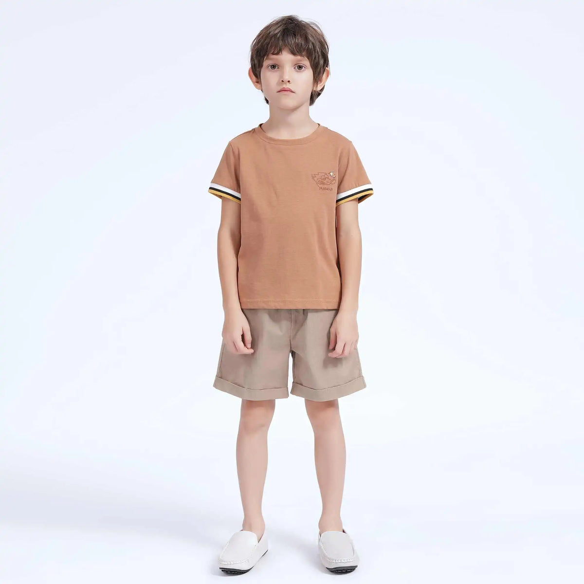 Embroidery Casual T.Shirt For Boys 120 | 5-6Y Brown Image