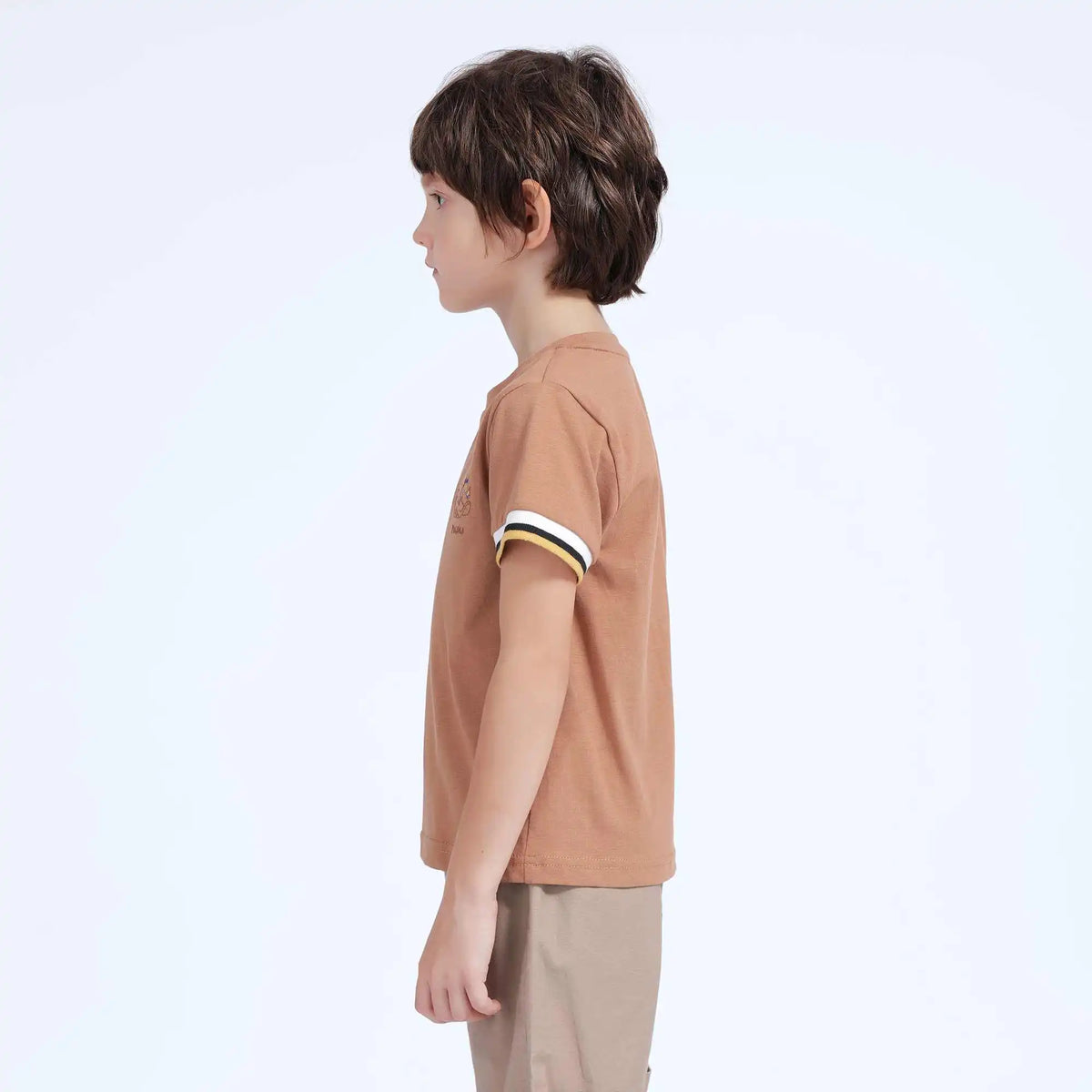 Embroidery Casual T.Shirt For Boys 130 | 7-8Y Brown Image