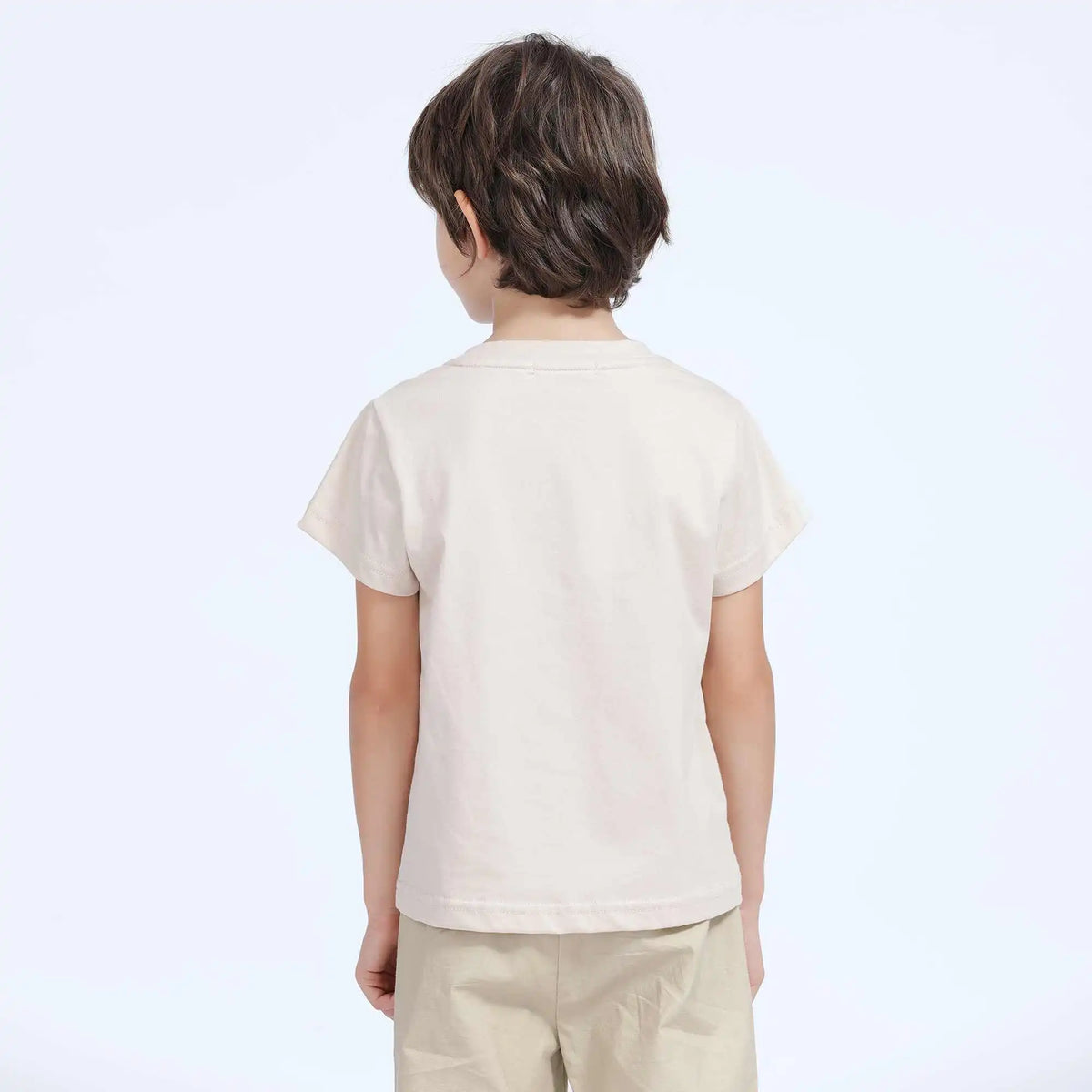 Printed Casual T.Shirt For Boys 110 | 4-5Y Beige Image