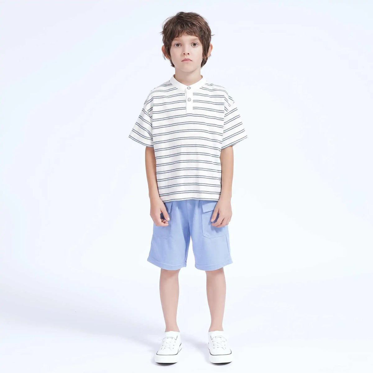 Striped Casual T.Shirt For Boys 120 | 5-6Y Green Stripes Image