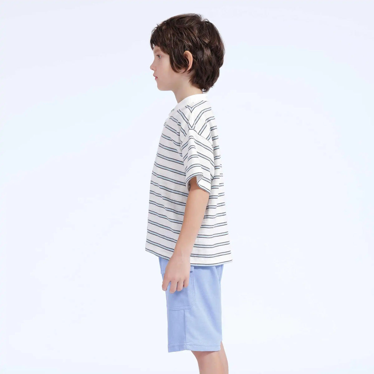 Striped Casual T.Shirt For Boys 130 | 7-8Y Green Stripes Image