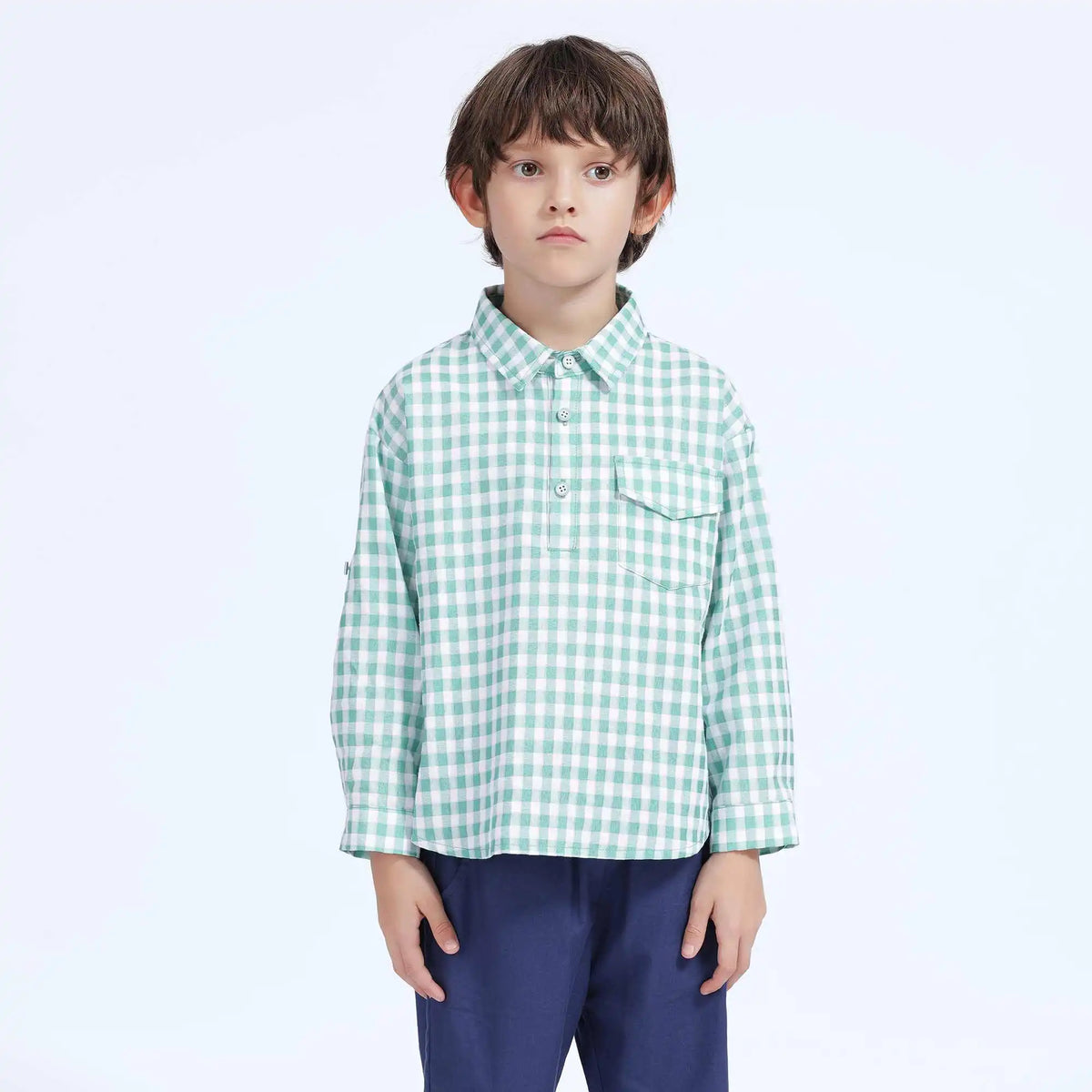 Checked Casual Shirt For Boys 100 | 3Y Green Checks Image