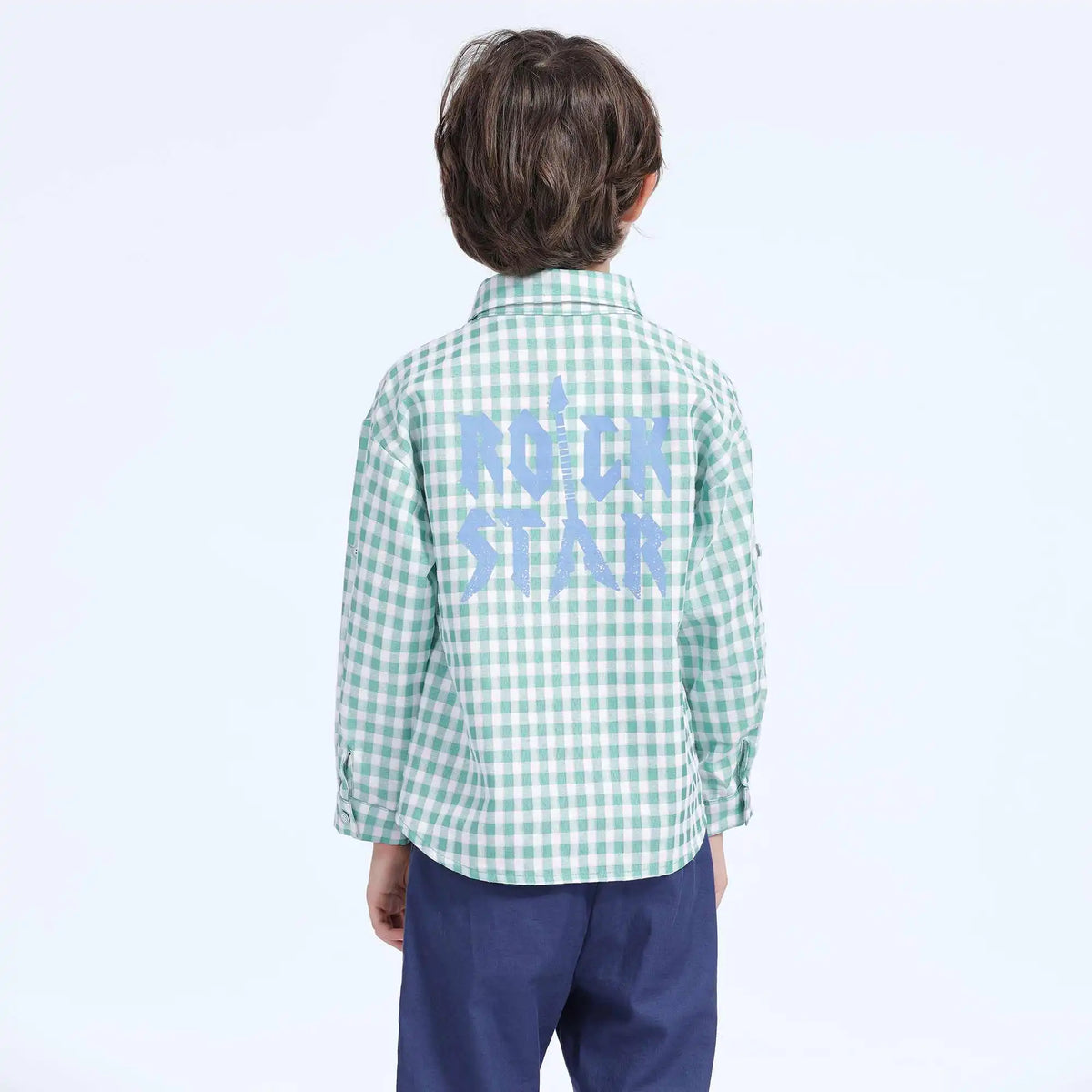 Checked Casual Shirt For Boys 110 | 4-5Y Green Checks Image