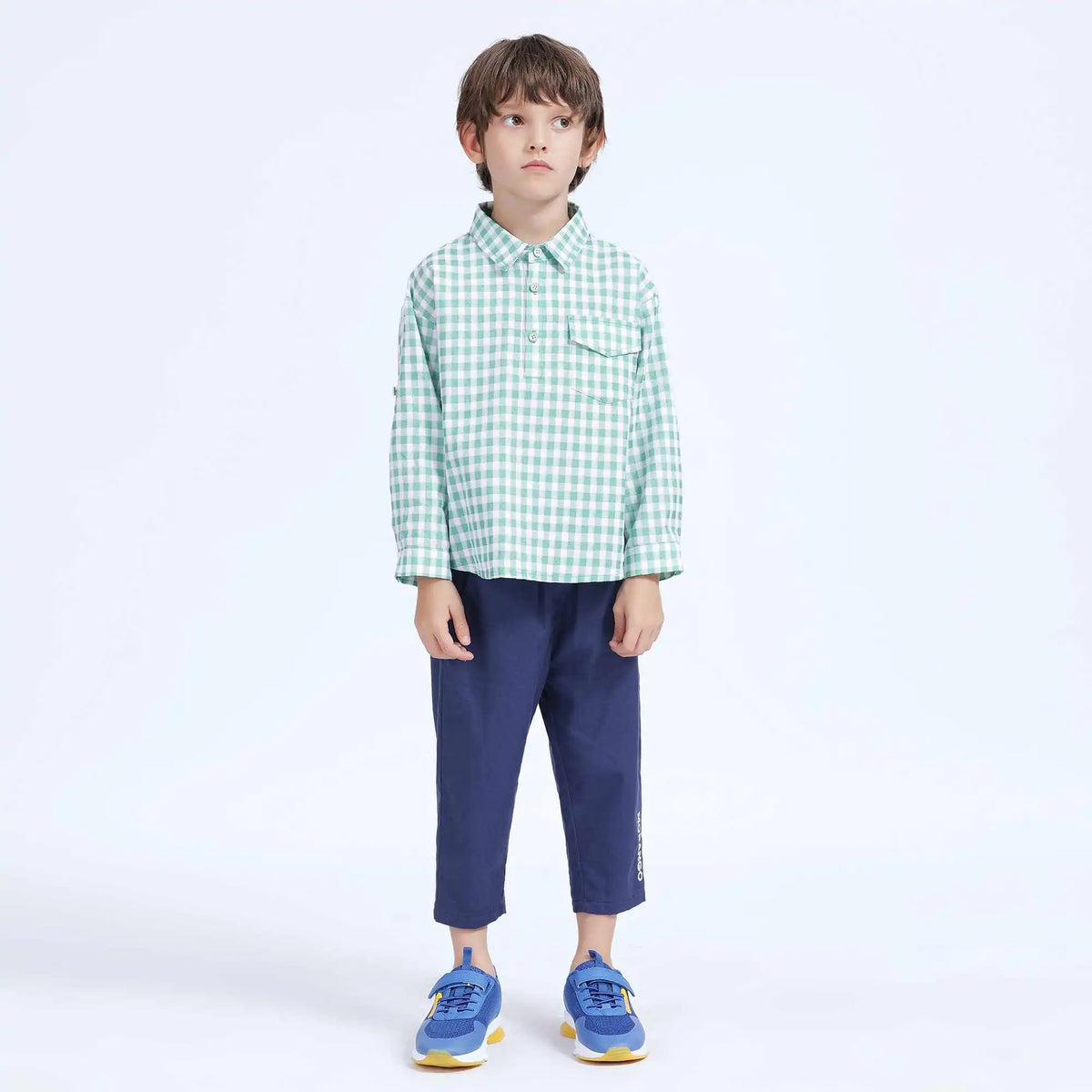 Checked Casual Shirt For Boys 120 | 5-6Y Green Checks Image