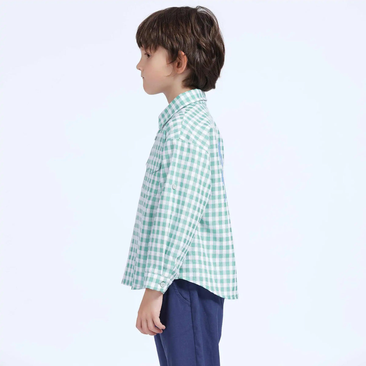 Checked Casual Shirt For Boys 130 | 7-8Y Green Checks Image