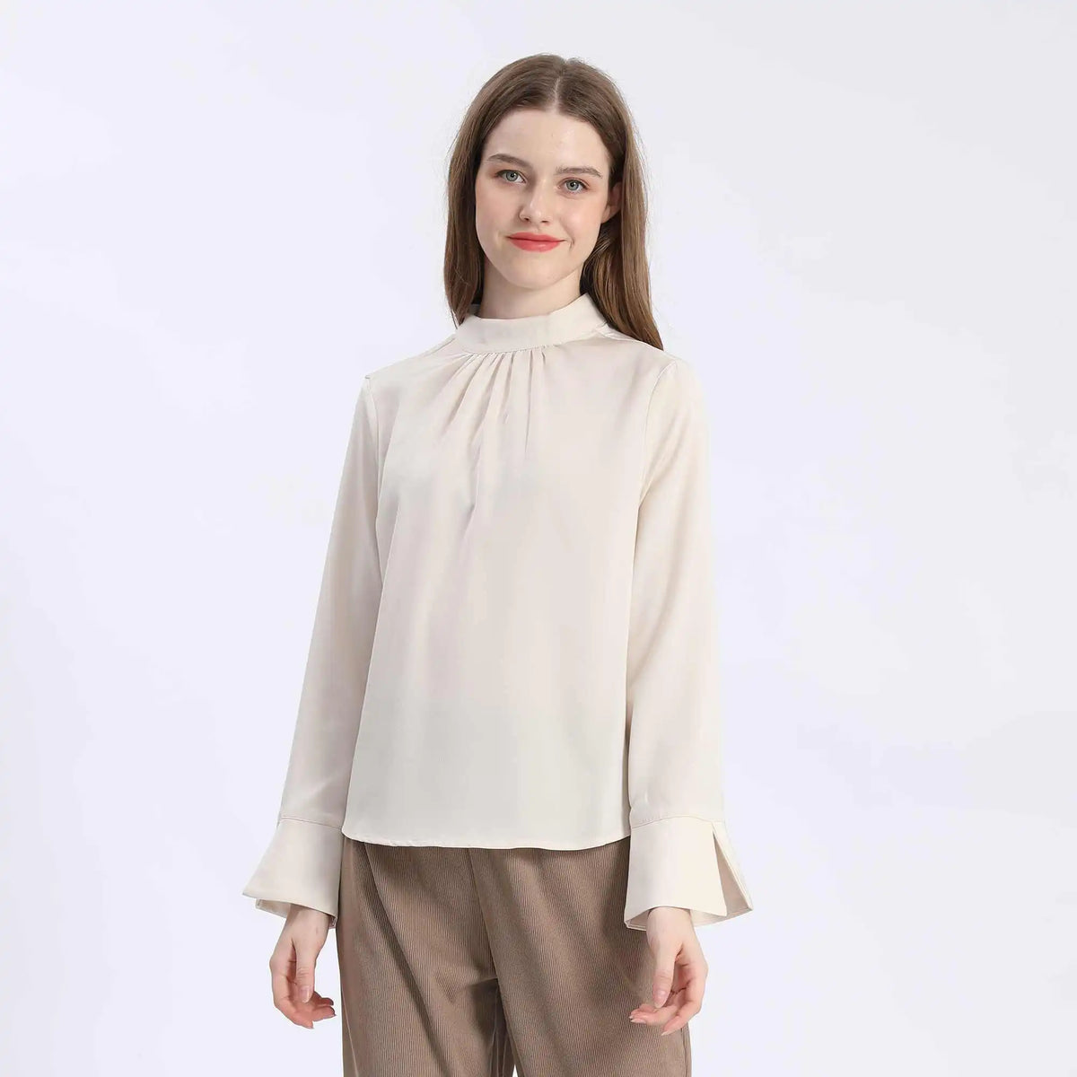 Plain Fashion Blouse For Women M Purple Image