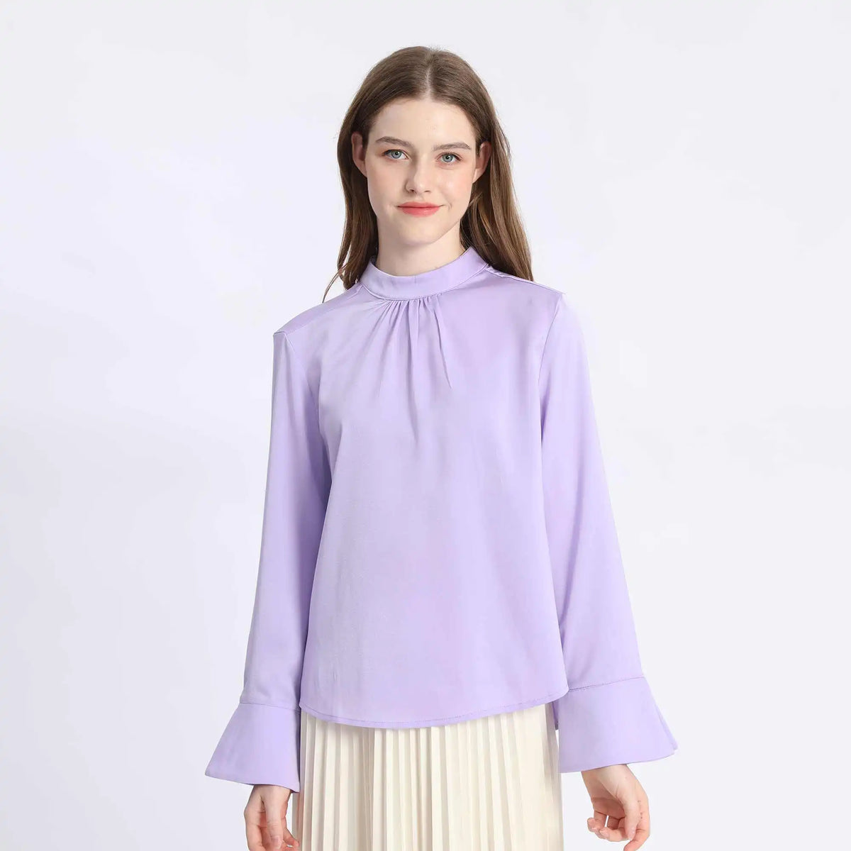 Plain Fashion Blouse For Women S Purple Image