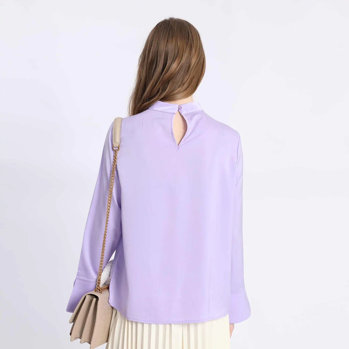 Plain Fashion Blouse For Women L Purple Image