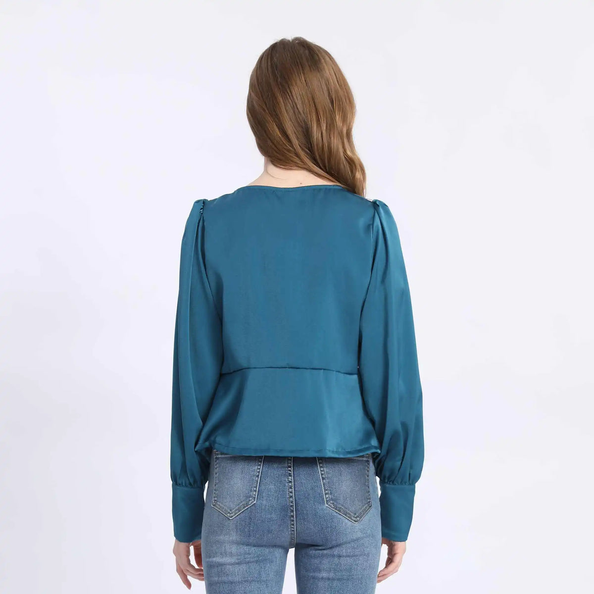 Plain Fashion Blouse For Women M Malachite Blue M,52,94,61, Image