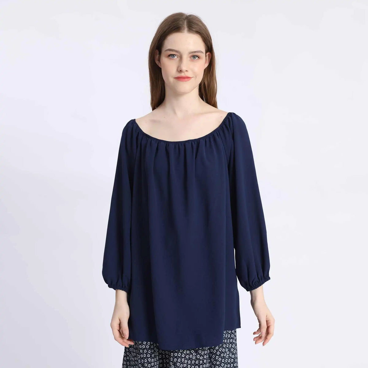 Plain Fashion Blouse For Women S Navy S,59,96,52, Image