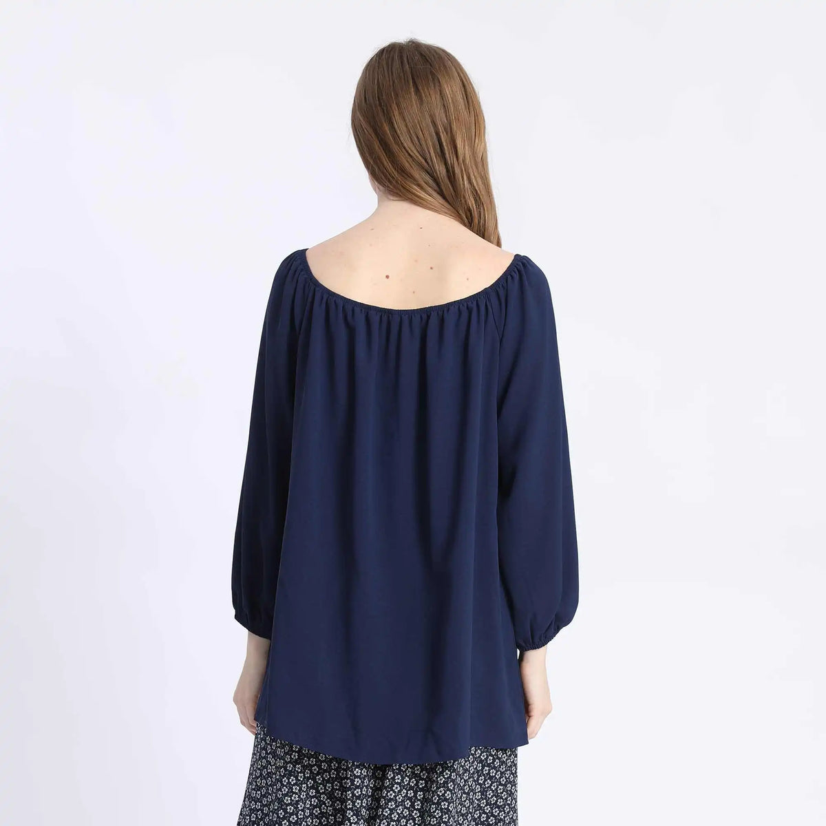 Plain Fashion Blouse For Women M Navy M,60,100,53, Image