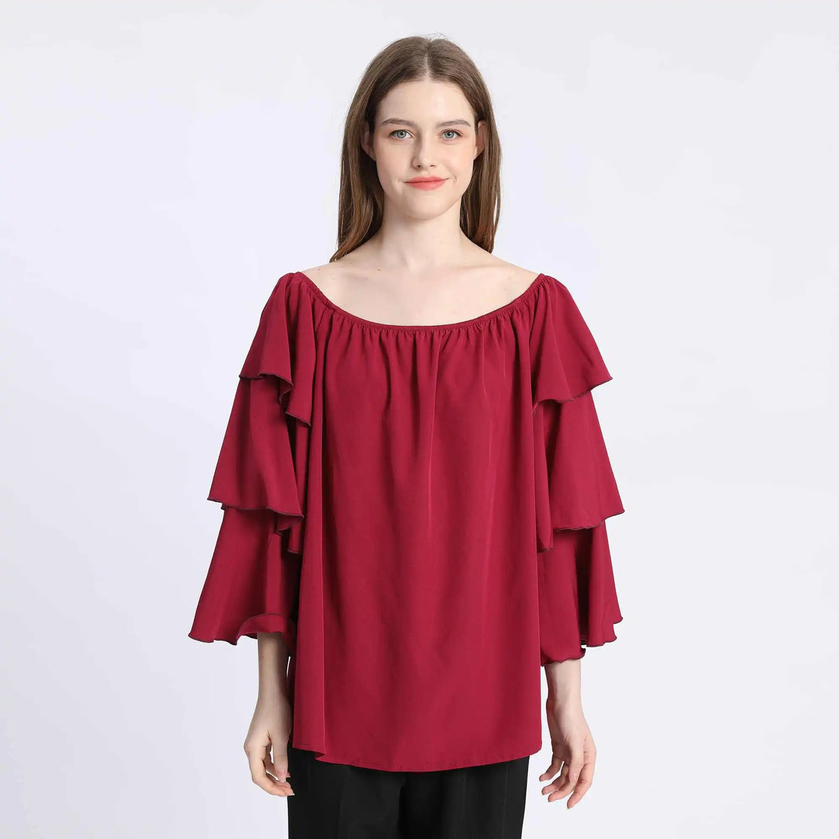 Plain Fashion Blouse For Women S Maroon S,57,96,50, Image