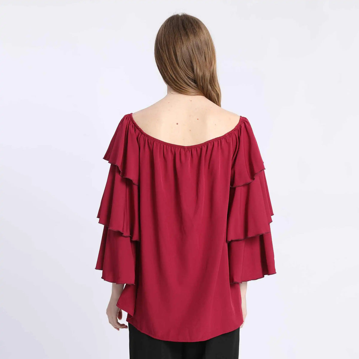 Plain Fashion Blouse For Women M Maroon M,58,100,51, Image