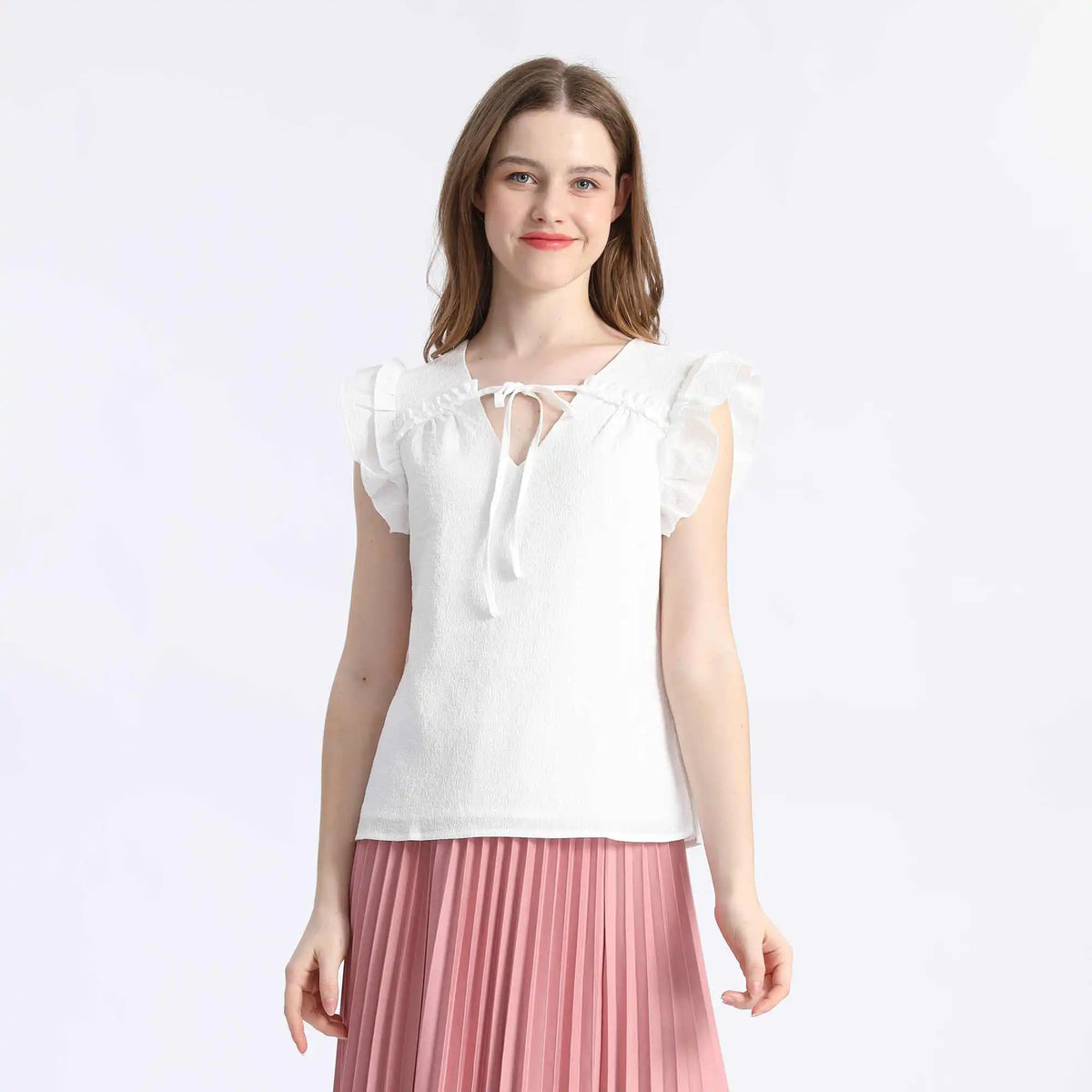 Plain Fashion Blouse For Women S White S,54,93,5,89 Image