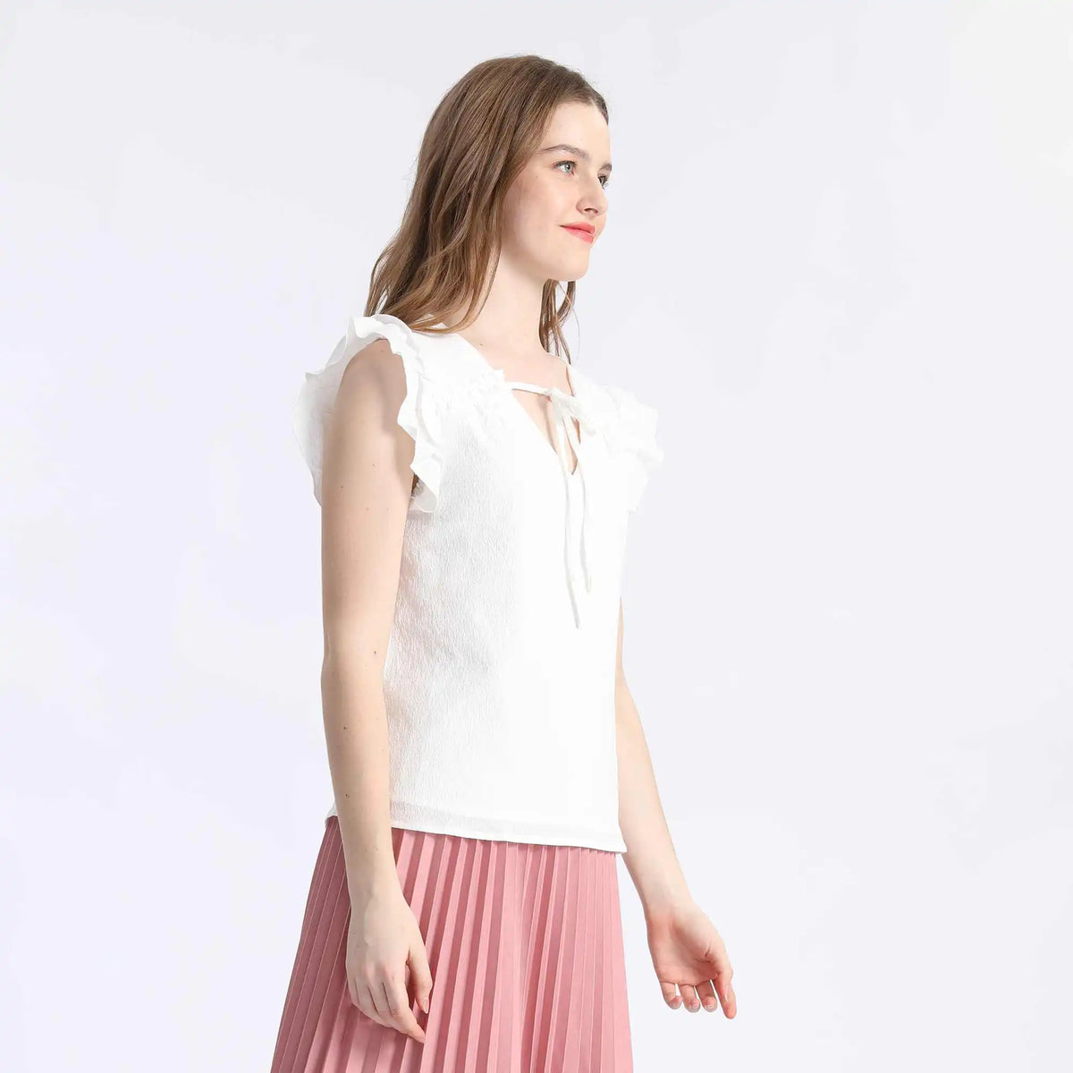 Plain Fashion Blouse For Women XL White XL,57,105,5,101 Image