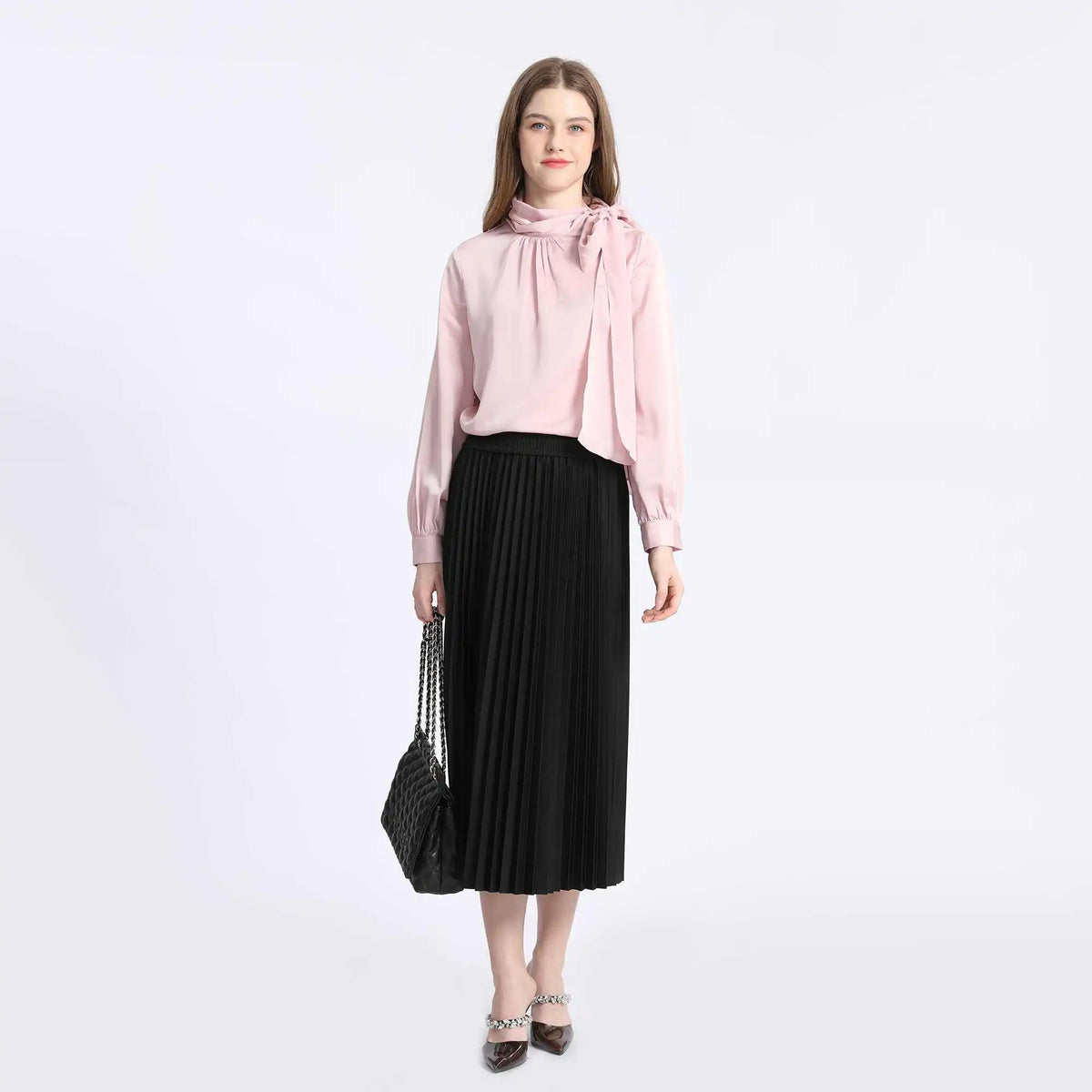 Plain Fashion Blouse For Women L Pink L,63,105,59, Image