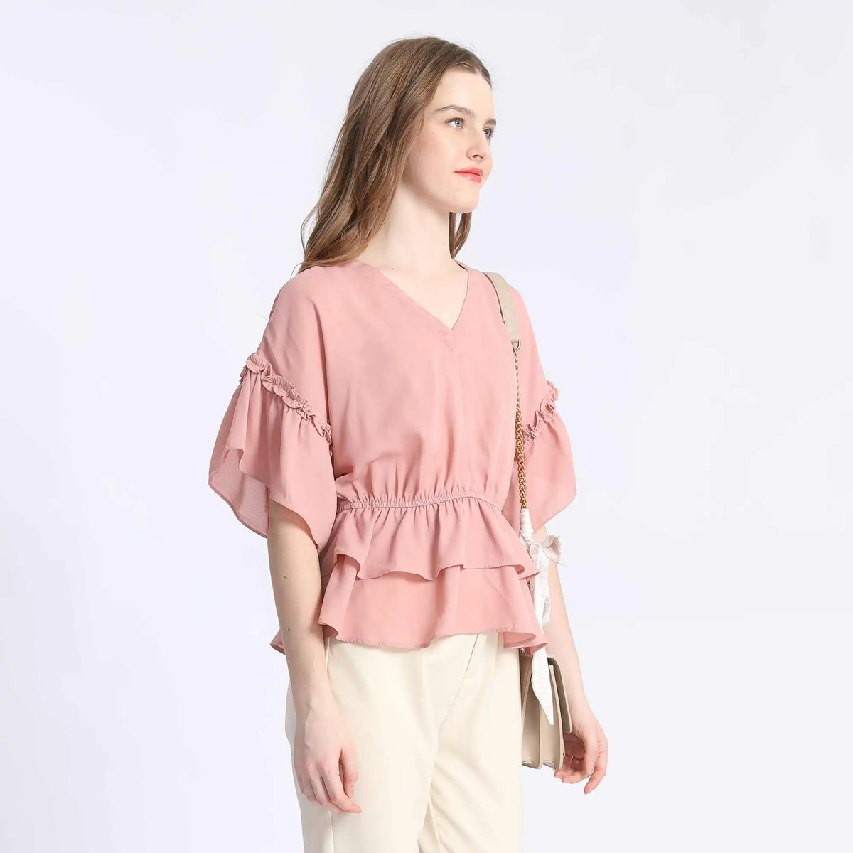 Plain Fashion Blouse For Women XL Pink XL,57,116,13.52,78 Image