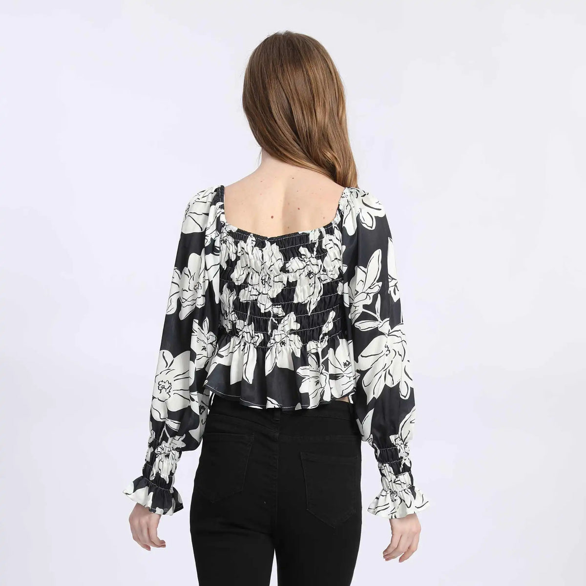 Floral Fashion Blouse For Women M Black Flower M,59,64,64, Image