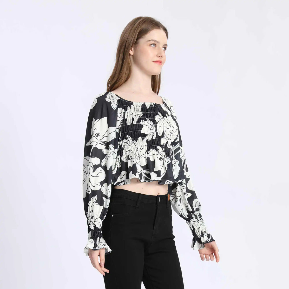 Floral Fashion Blouse For Women XL Black Flower XL,61,72,66, Image