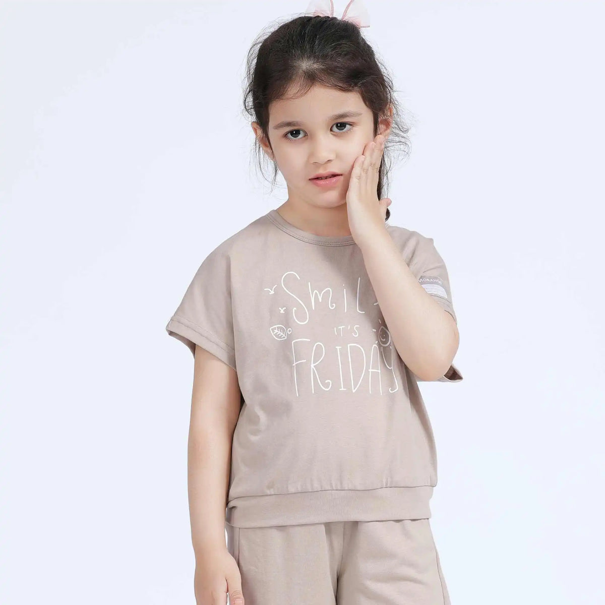 Printed Basic T.Shirt For Girls 100 | 3Y Beige 100 | 3Y,39.5,69.6,18.2, Image