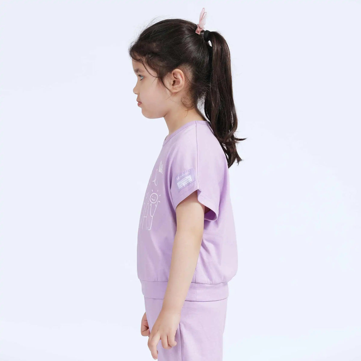 Printed Basic T.Shirt For Girls 110 | 4-5Y Purple 110 | 4-5Y,42.5,74,19.4, Image