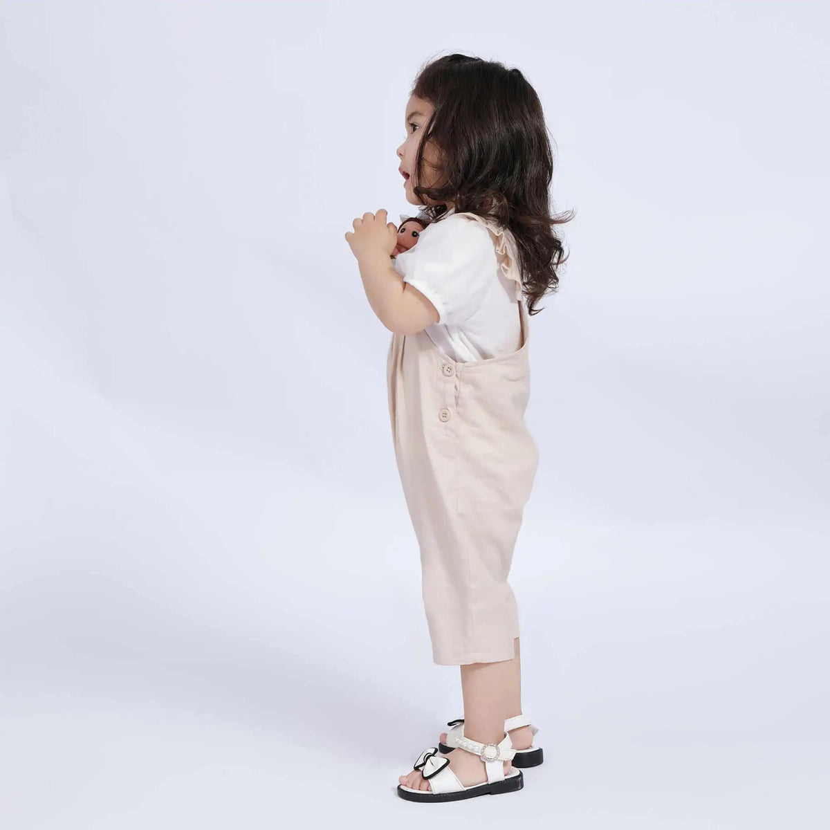 Plain Casual Overalls For Baby Girl 100 | 3Y Beige 100 | 3Y,76,,,,45.6,70 Image