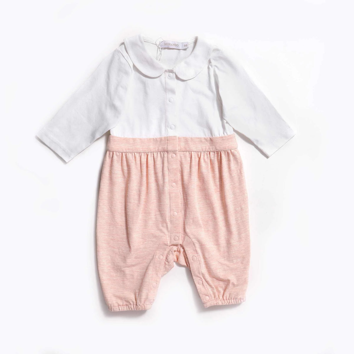 Color-Blocked Casual Romper For Baby Girl 52 | 0-3M White Orange 52 | 0-3M,50,48,19,,,58 Image