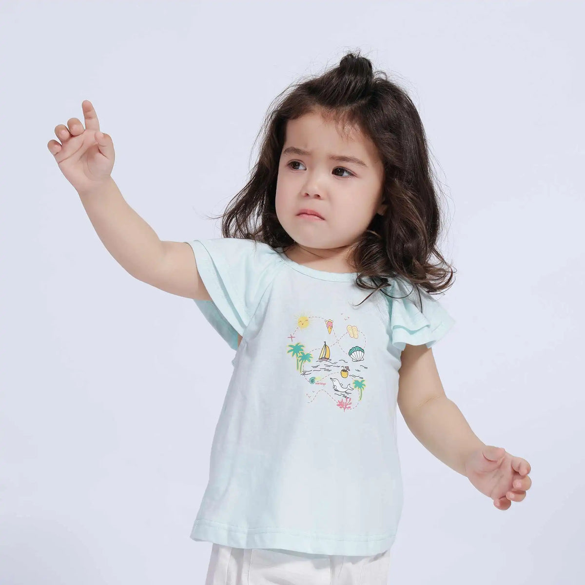 Printed Casual T.Shirt For Baby Girl 66 | 6-9M Light Blue 66 | 6-9M,31,54,21.5, Image