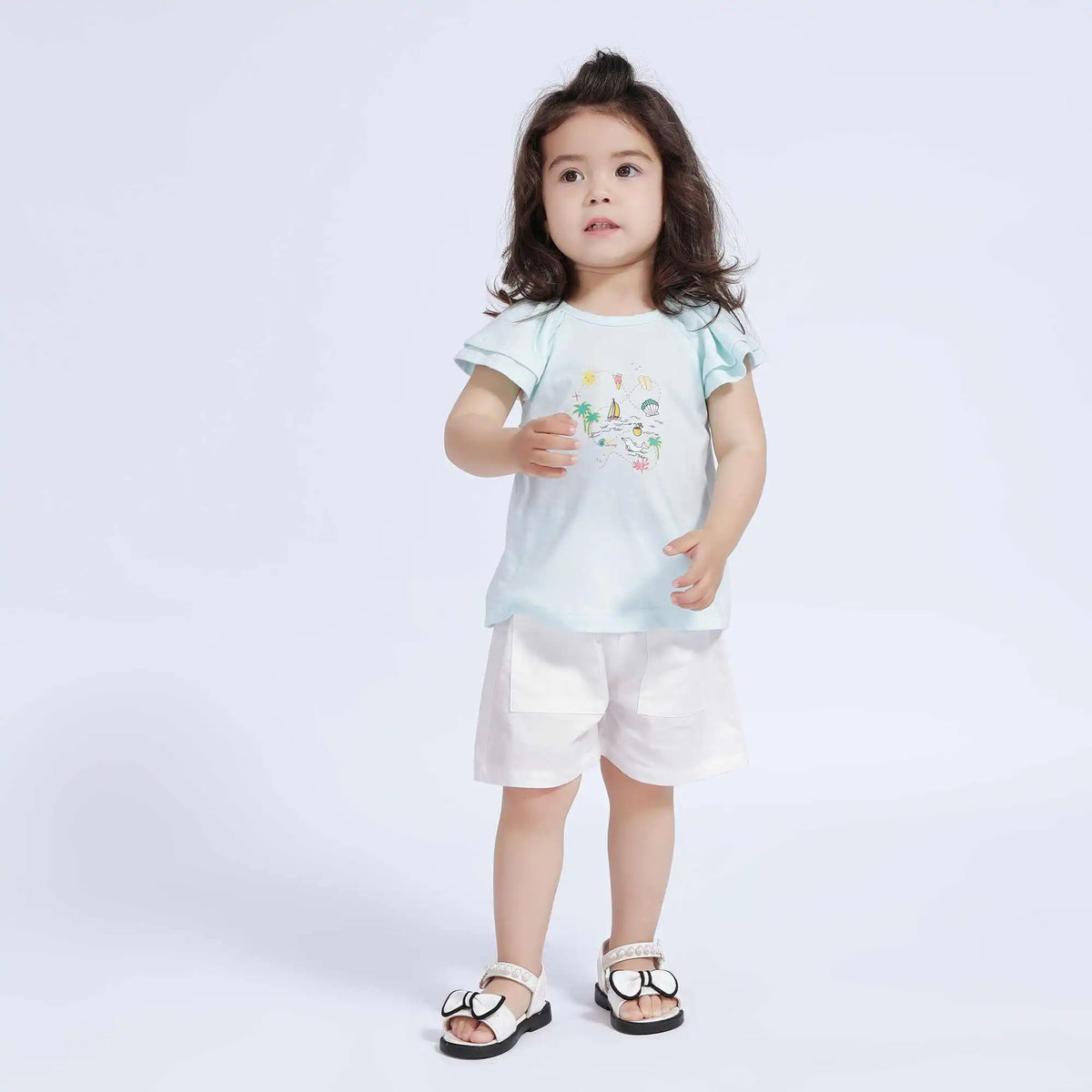 Printed Casual T.Shirt For Baby Girl 80 | 12-18M Light Blue 80 | 12-18M,35,58,23, Image