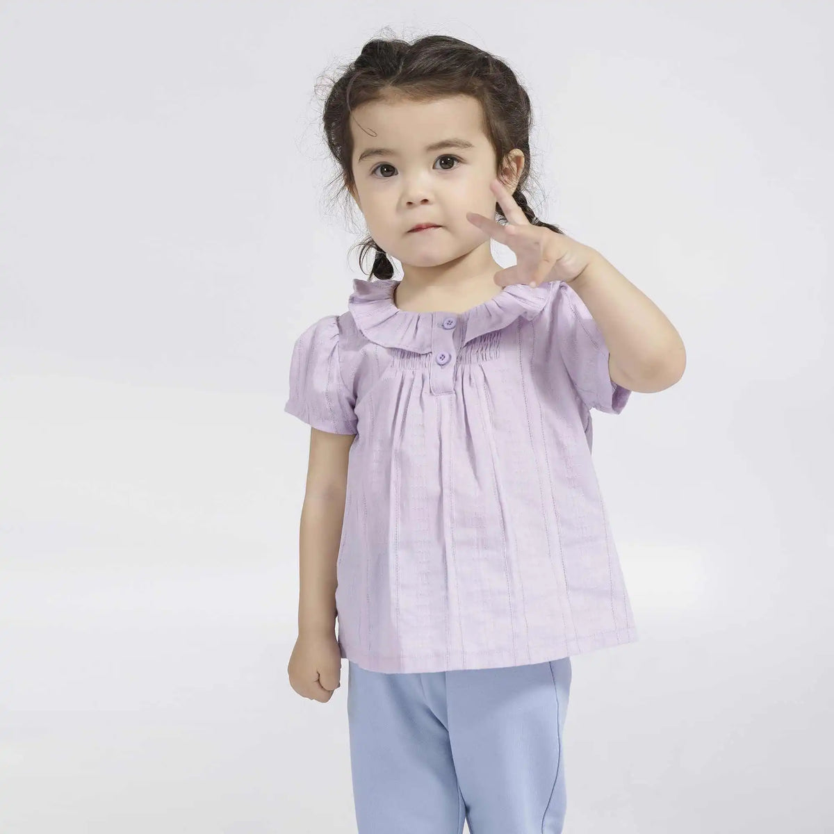 Plain Casual Blouse For Baby Girl 66 | 6-9M Purple 66 | 6-9M,32.5,55,9, Image